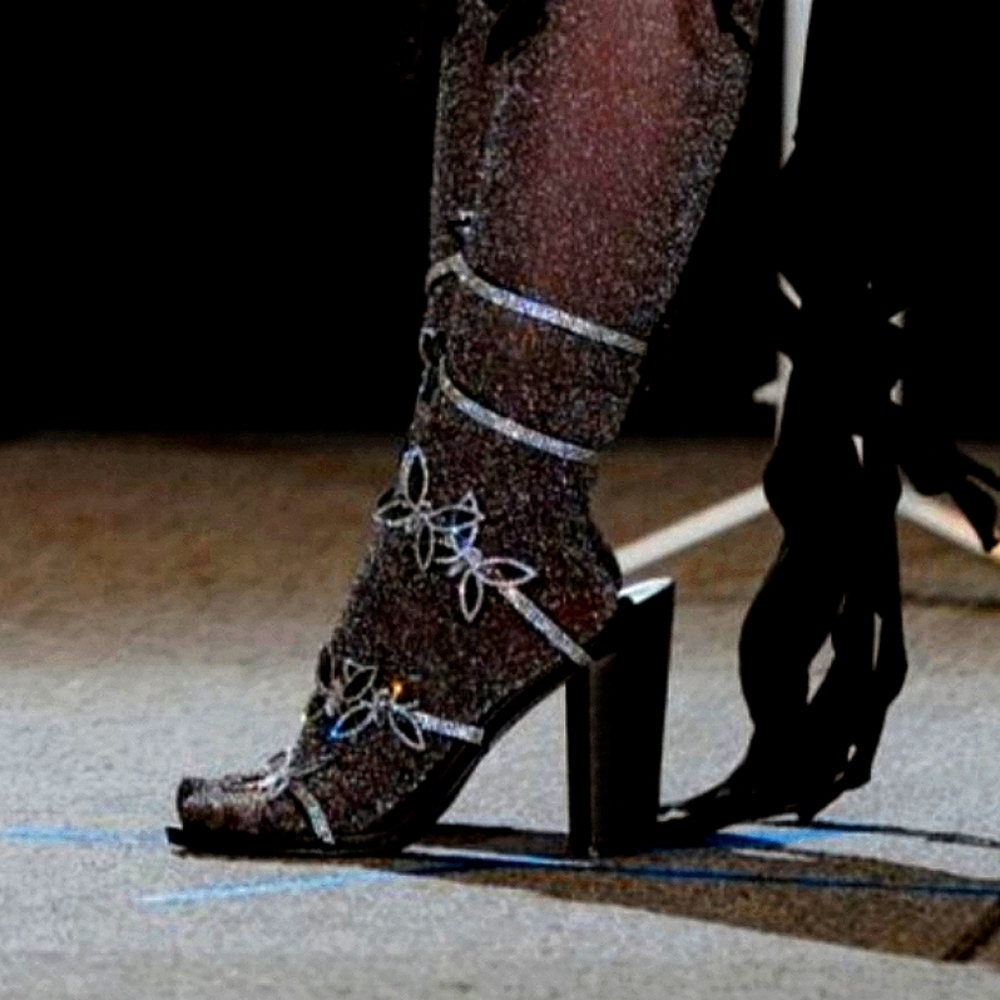 Sparkly Butterfly Coil Strappy Heels